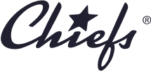 Das Bild zeigt das Chiefs-Logo in schwarzer Schrift, präsentiert von Goldenbody Shop Ch.