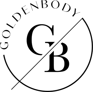 Das Logo zeigt den Schriftzug "Goldenbody Shop Ch" in einem stilisierten Kreisdesign.