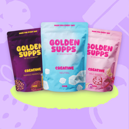 Golden Supps Creatine Monohydrate 500 g – alle 3 Sorten: Mango Maracuja, Neutral und Wild Berries