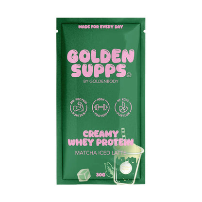 Golden Supps Probierbeutel 30 g – Whey Matcha Iced Latte