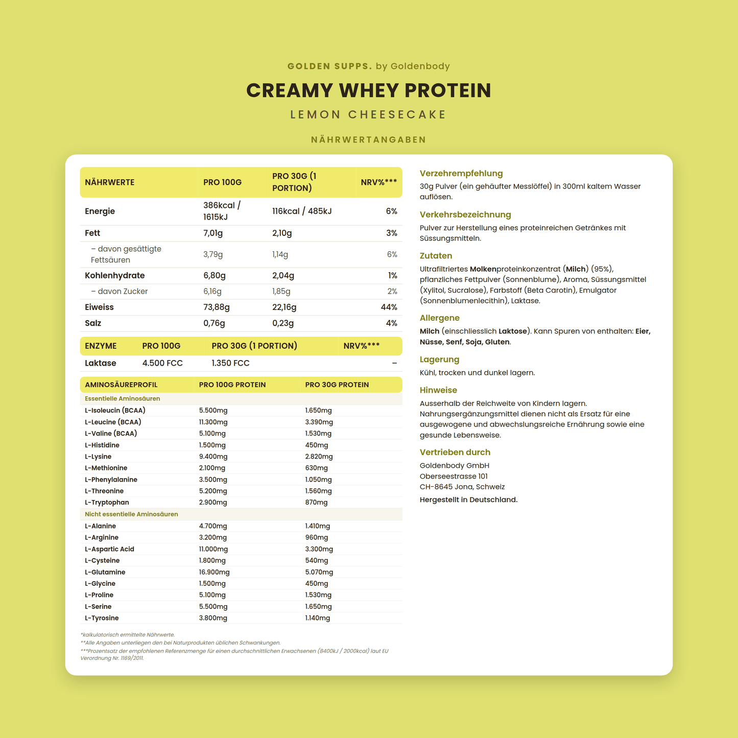 Creamy Whey Protein mit Süssungsmitteln 500g