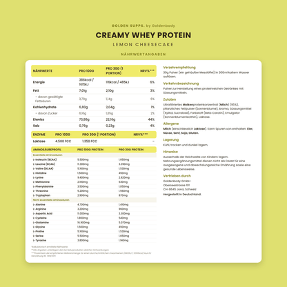 Creamy Whey Protein mit Süssungsmitteln 500g