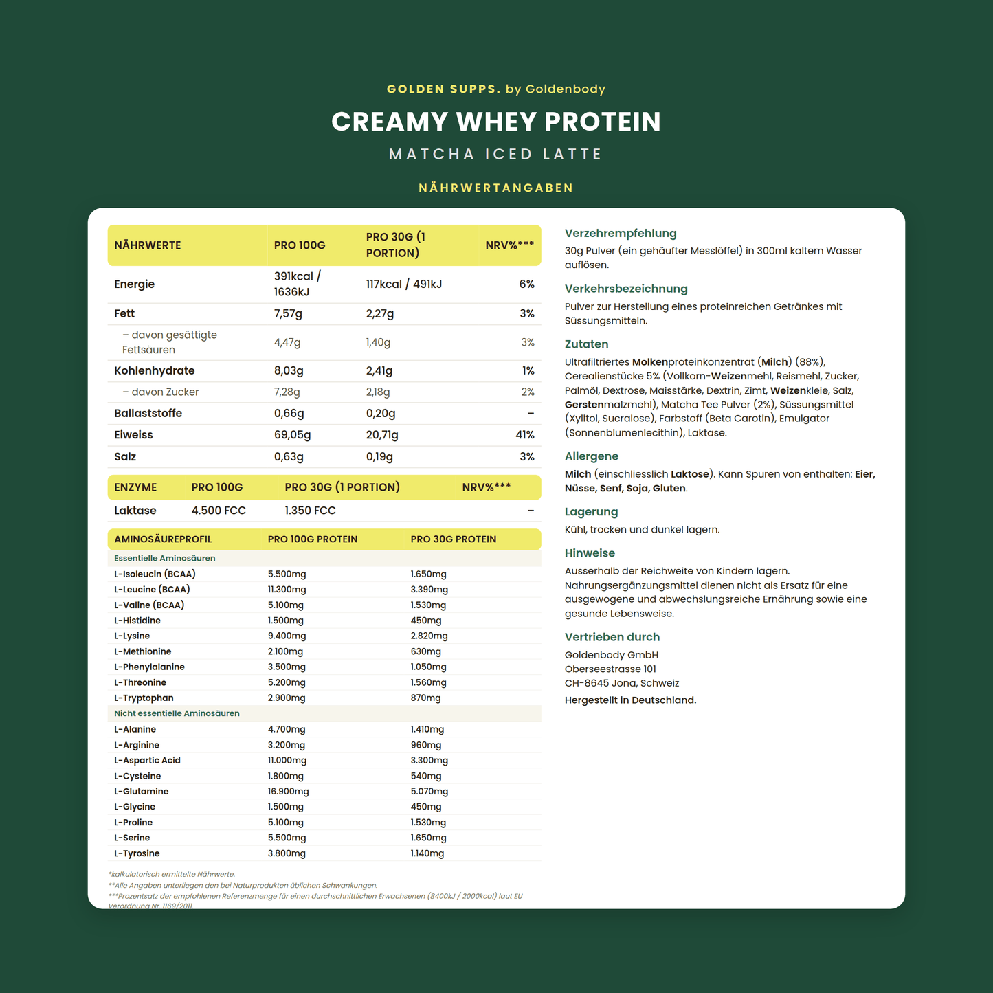 Creamy Whey Protein mit Süssungsmitteln 500g