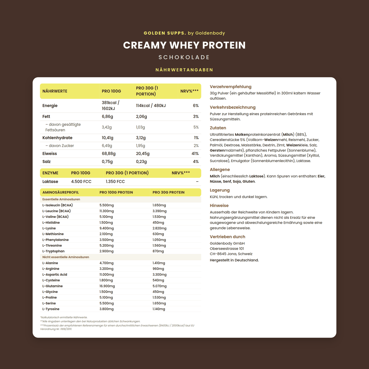 Creamy Whey Protein mit Süssungsmitteln 500g