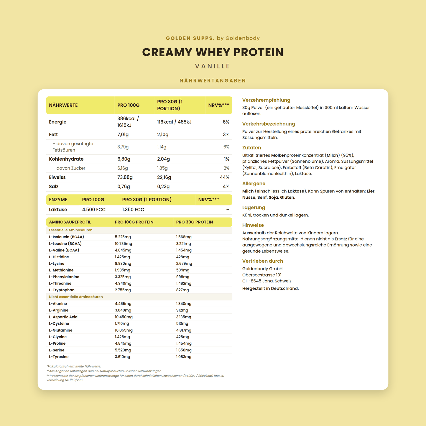 Creamy Whey Protein mit Süssungsmitteln 500g